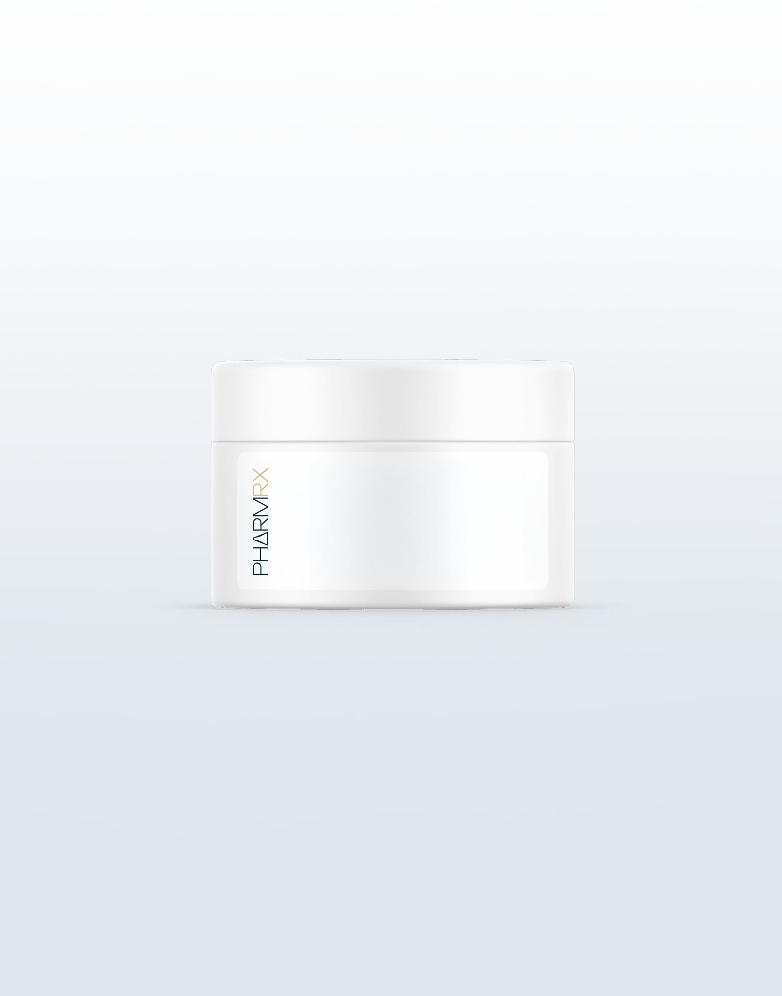 Compounding pharmacy products from PharmRx, featuring a white cream jar for dermatology and HRT solutions.